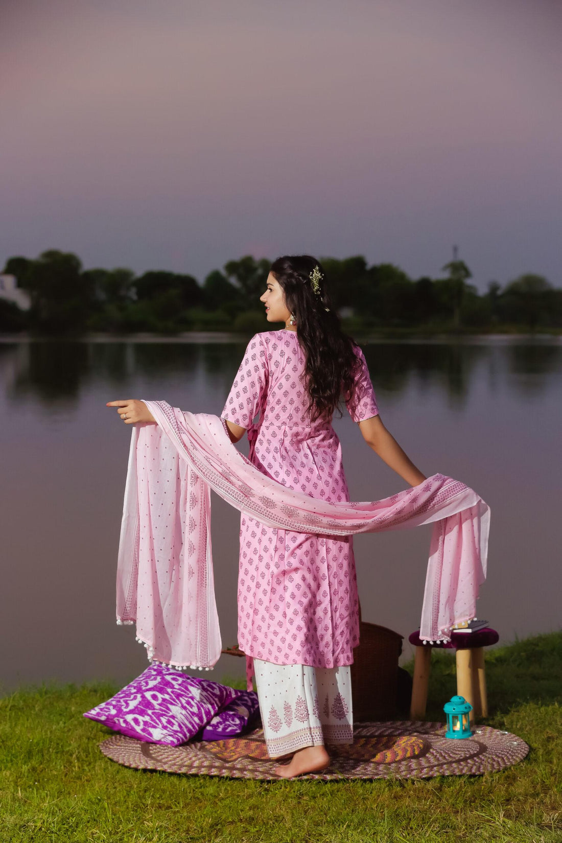 BABY PINK ANGRAKHA STYLE SET OF THREE