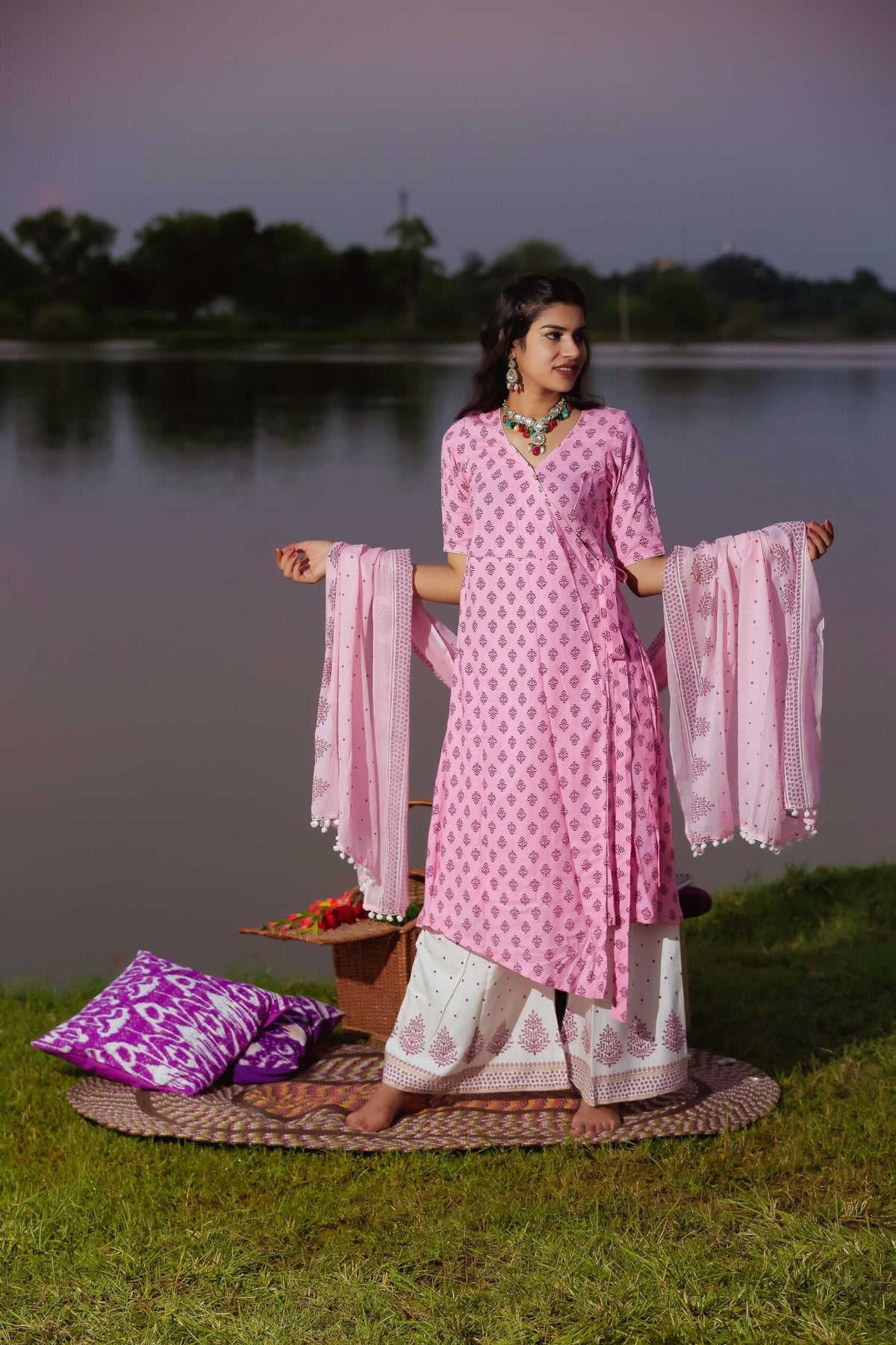 BABY PINK ANGRAKHA STYLE SET OF THREE
