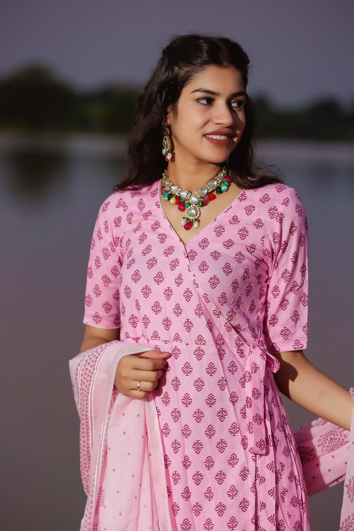 BABY PINK ANGRAKHA STYLE SET OF THREE