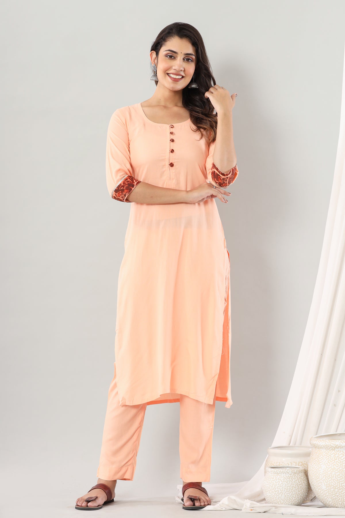 Beige Rayon Muslin Dupatta Set Of Three