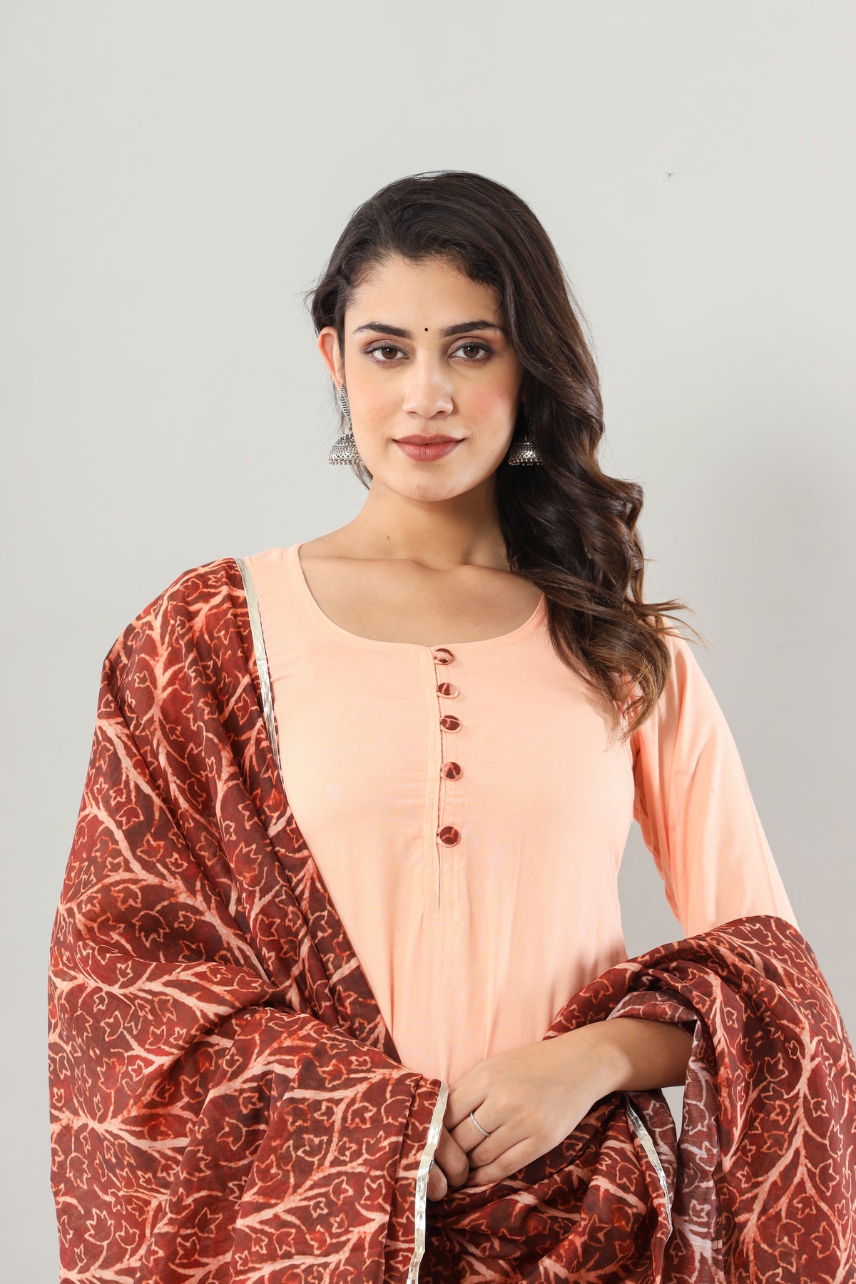 Beige Rayon Muslin Dupatta Set Of Three