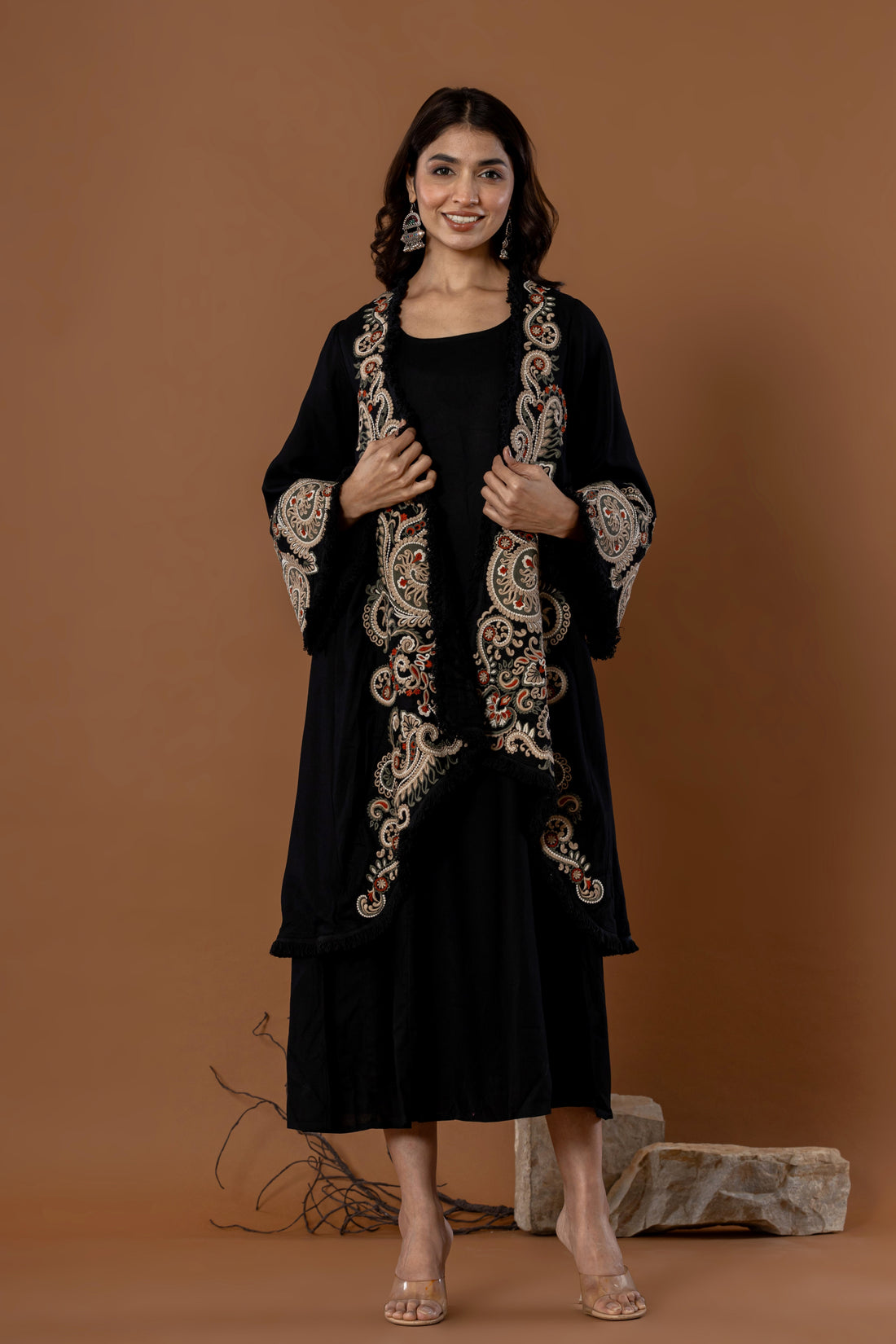 Black Embroidered Pheran Dress