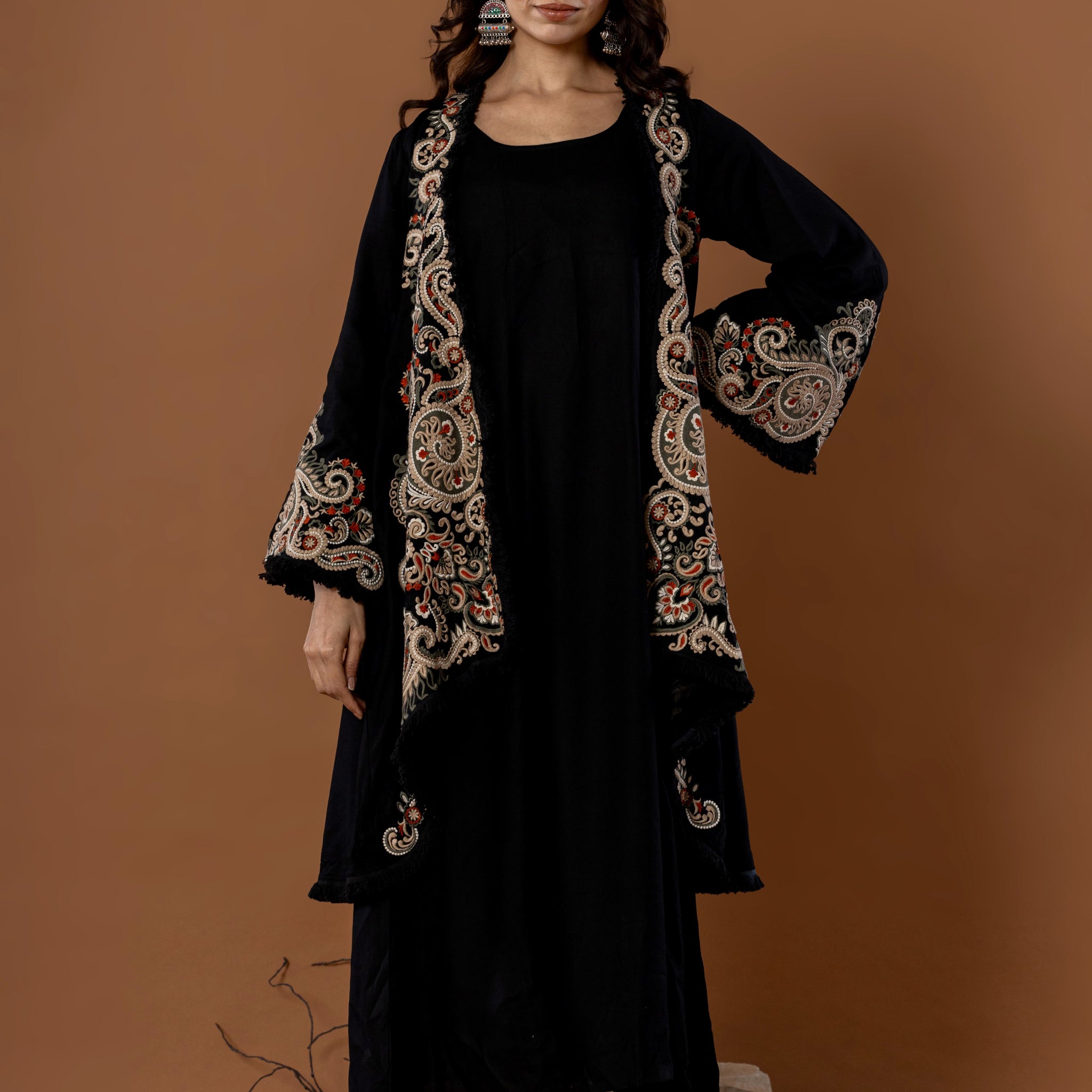 Black Embroidered Pheran Dress