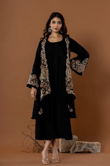 Black Embroidered Pheran Dress