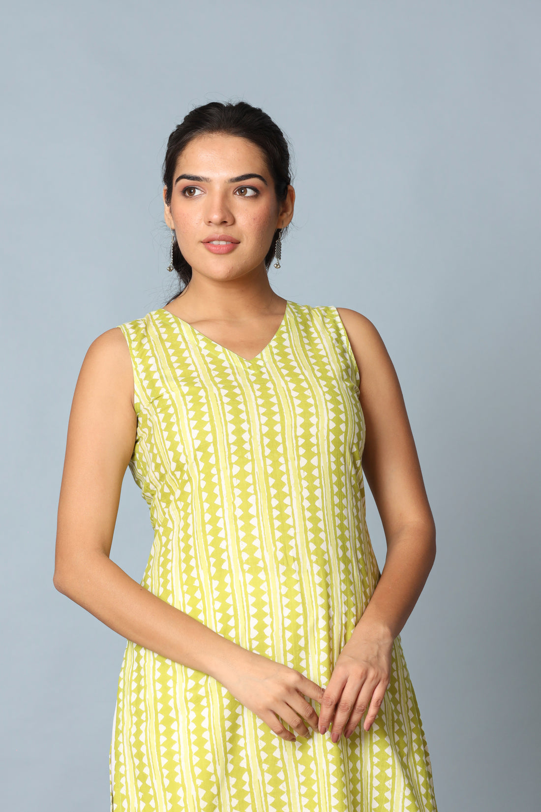 Green Zigzag Kurta Set