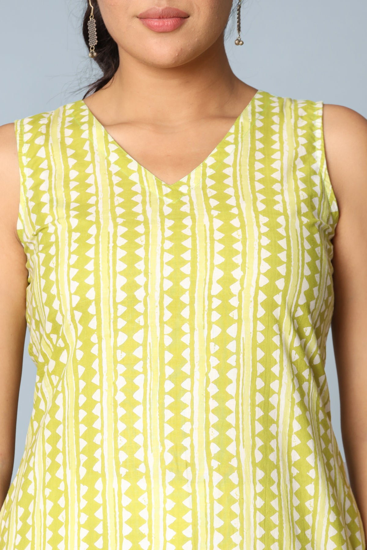 Green Zigzag Kurta Set