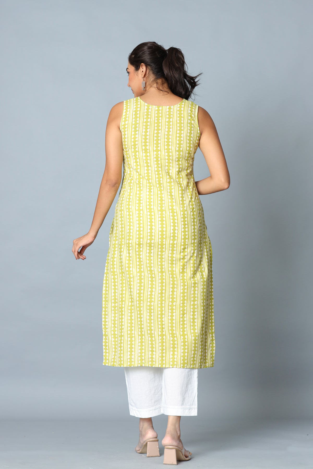 Green Zigzag Kurta Set