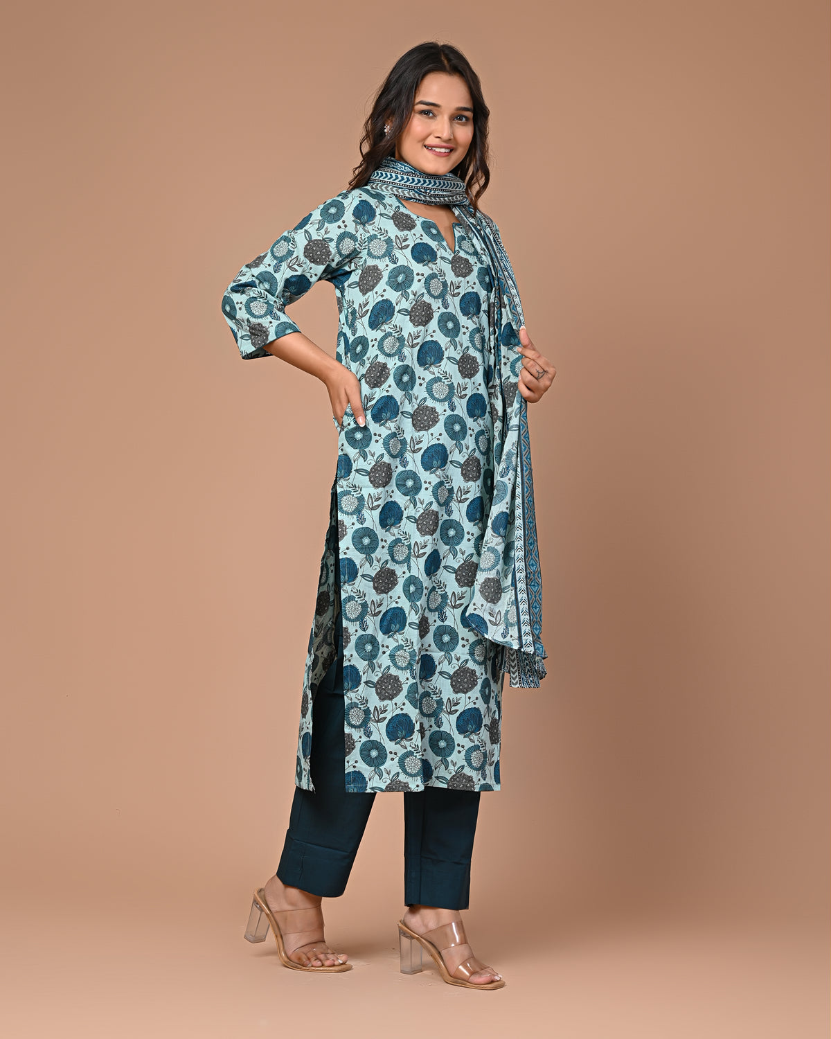 Sea Green Straight Kurta Set