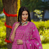 DEEP PINK COTTON KURTA CHIKAN PALAZZO SET OF THREE
