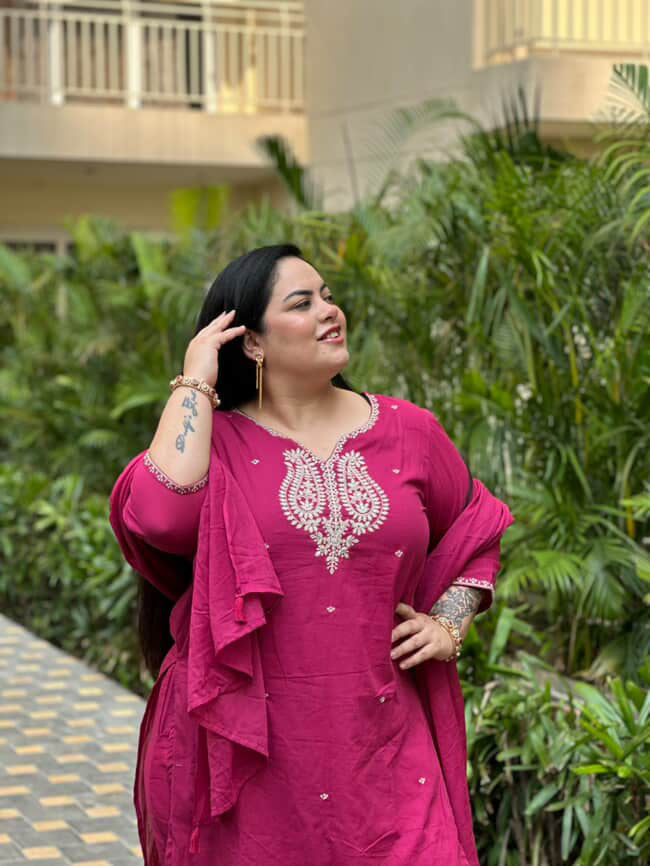 Gulal Rani Pink Cotton Set