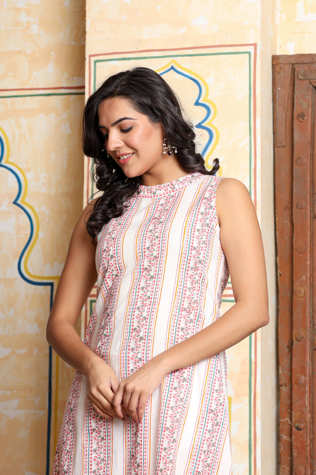 Off White Pink Stripe Halter Neck Set Of Two