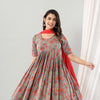 Grey Floral  Dahlia Anarkali Set Of Three