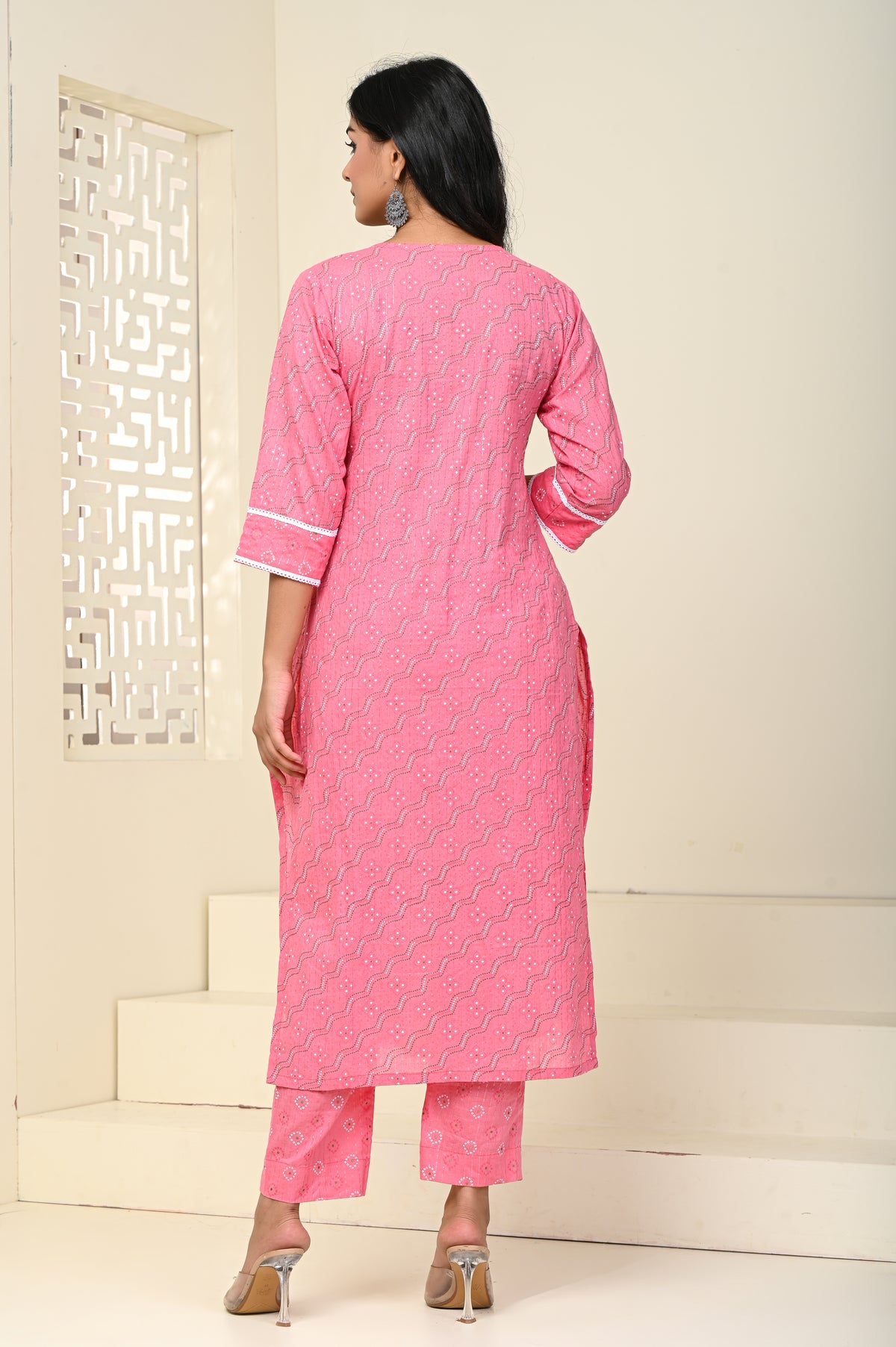 Gulabi Bandhej A-Line Set Of Two