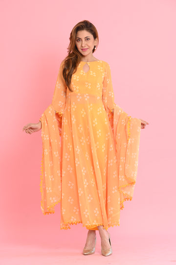 Patel Orange Bandhej Set Of Three