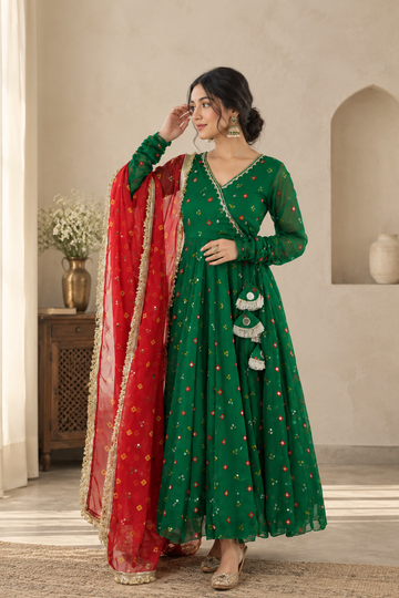 Rangrez Green Anarkali Set