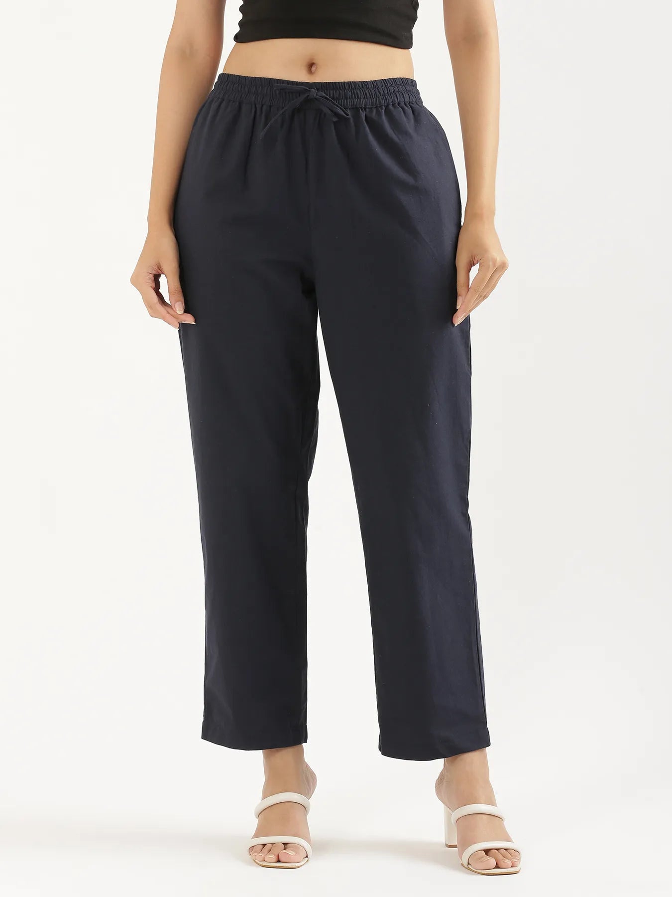 Women's Cotton Straight Pant - Black