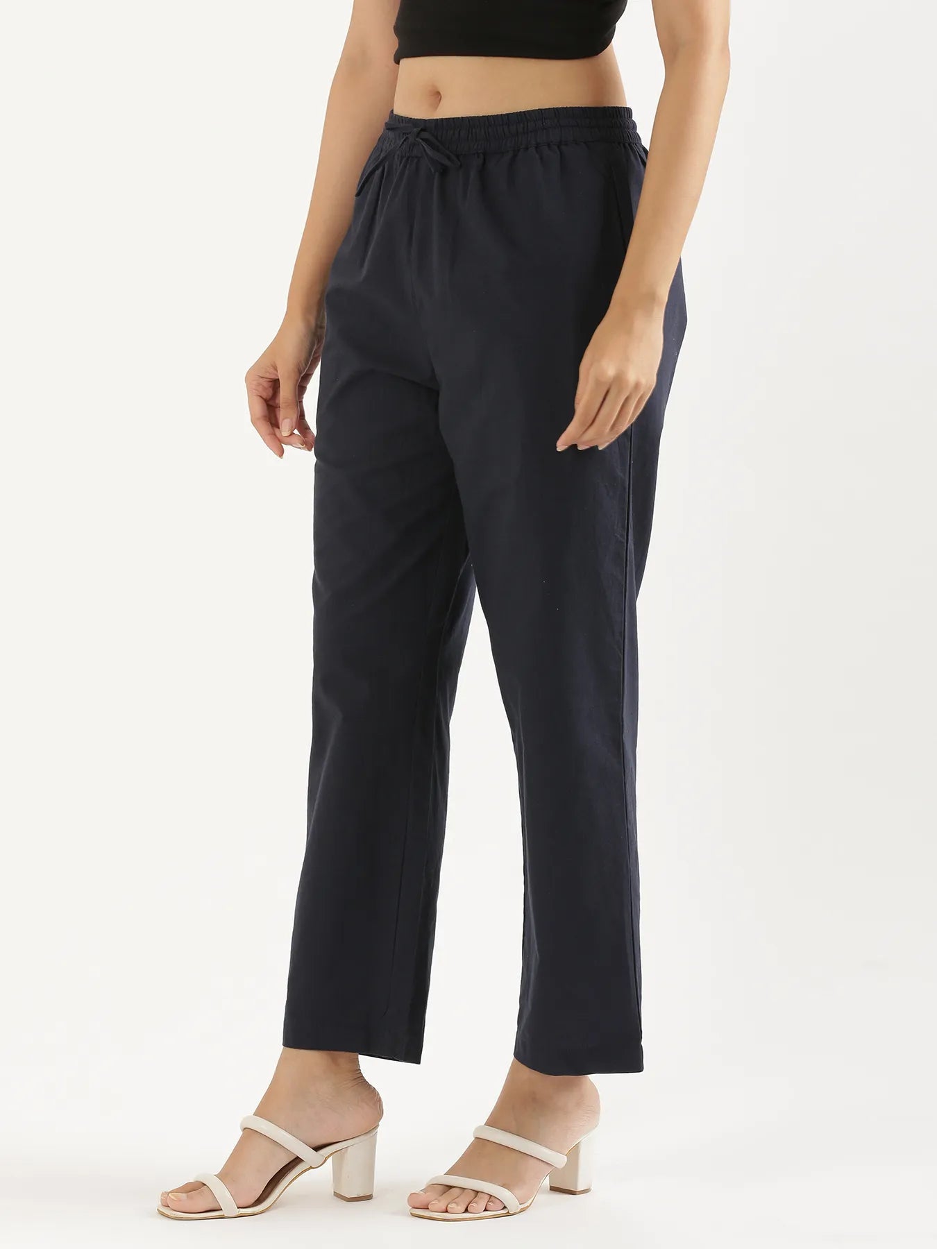 Women's Cotton Straight Pant - Black