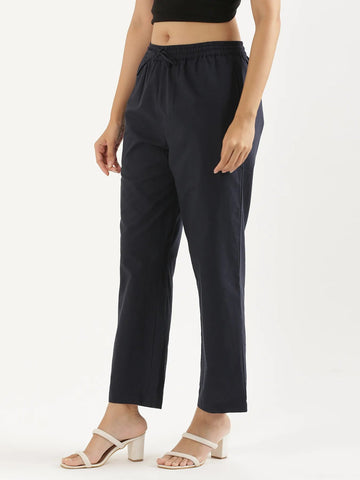 Women's Cotton Straight Pant - Black