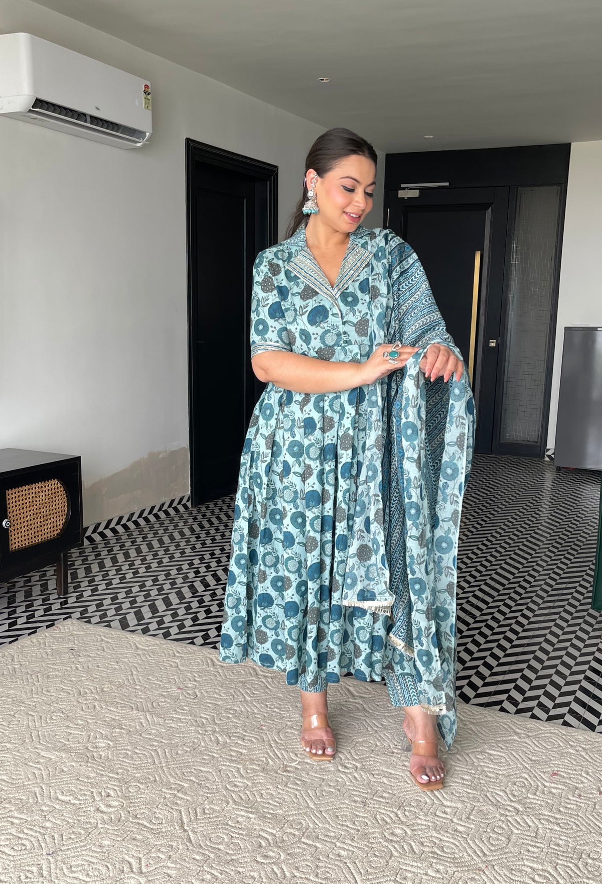 Sea Green Anarkali Set Of Three