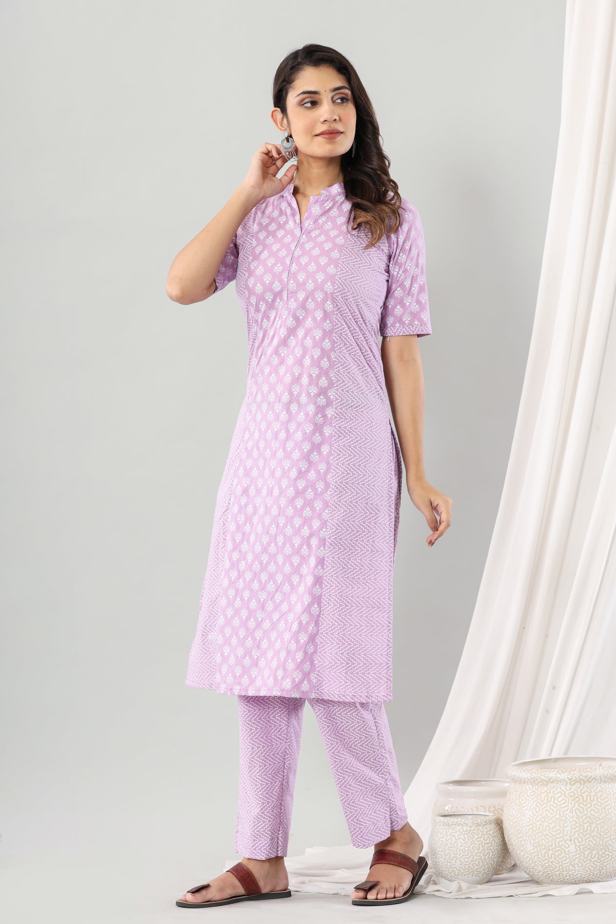 Lilac Cotton A-line Set Of Two