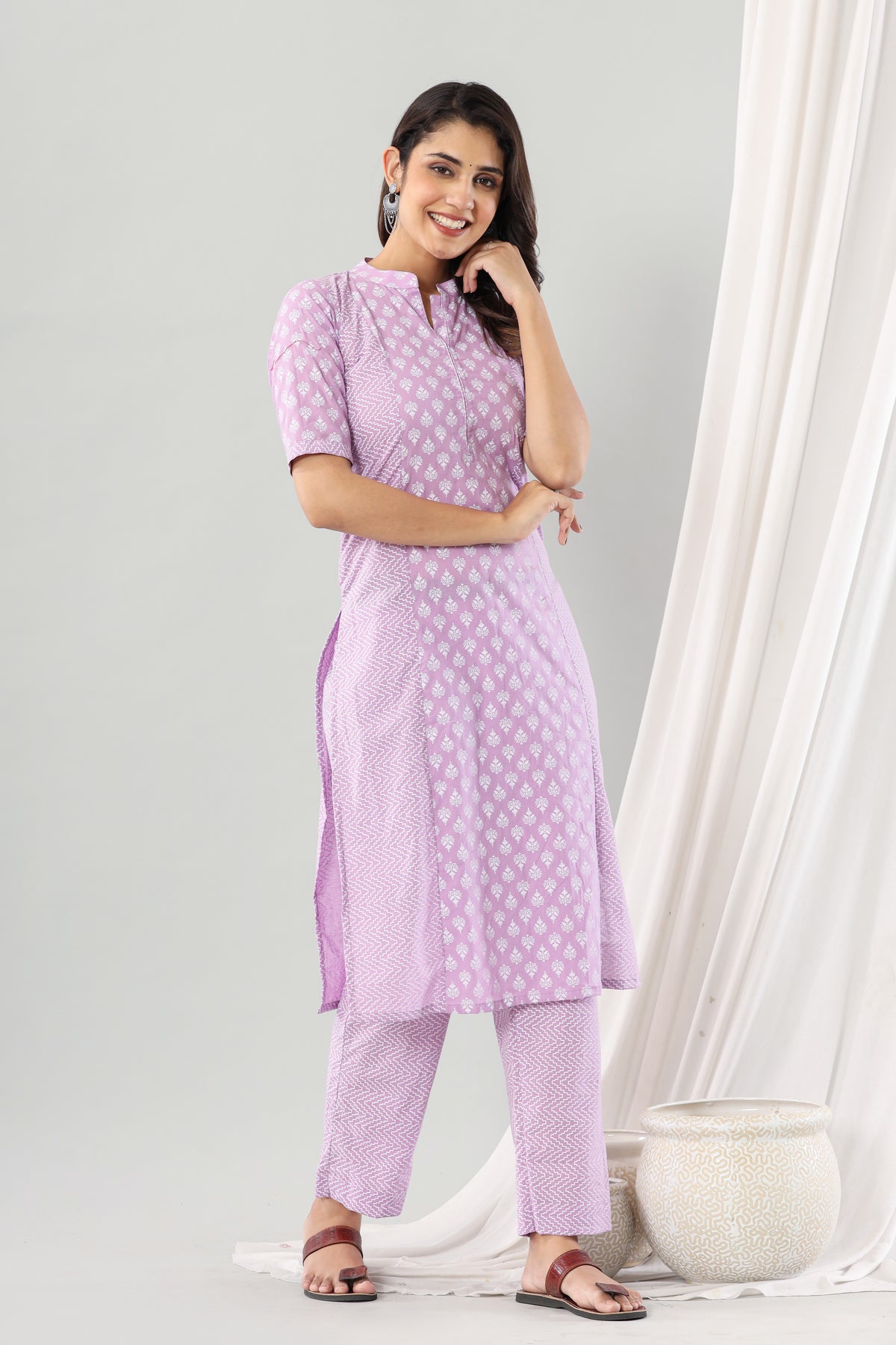 Lilac Cotton A-line Set Of Two