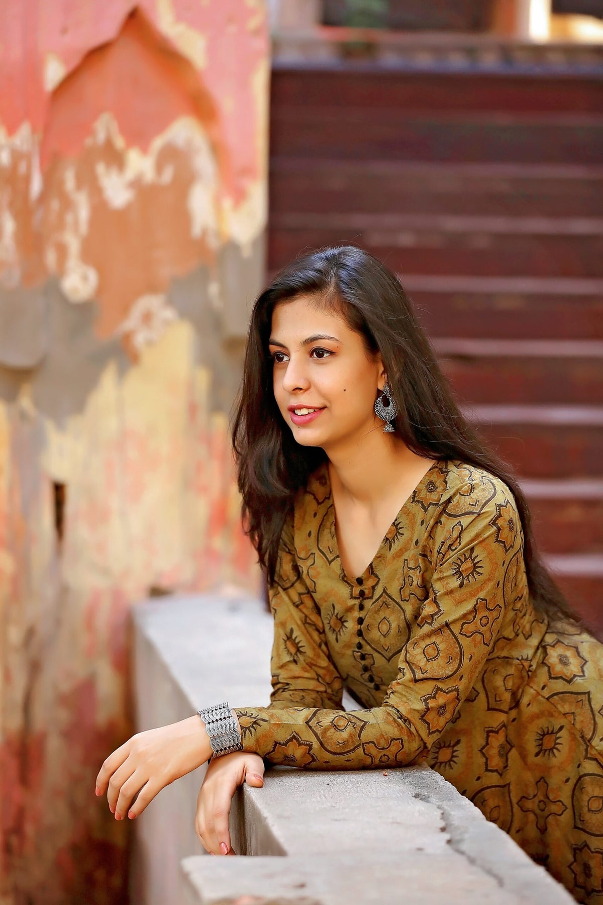 MAHENDI MOTIF PRINT ANARKALI KURTA