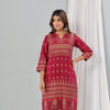 Maroon Foil Print Kurta