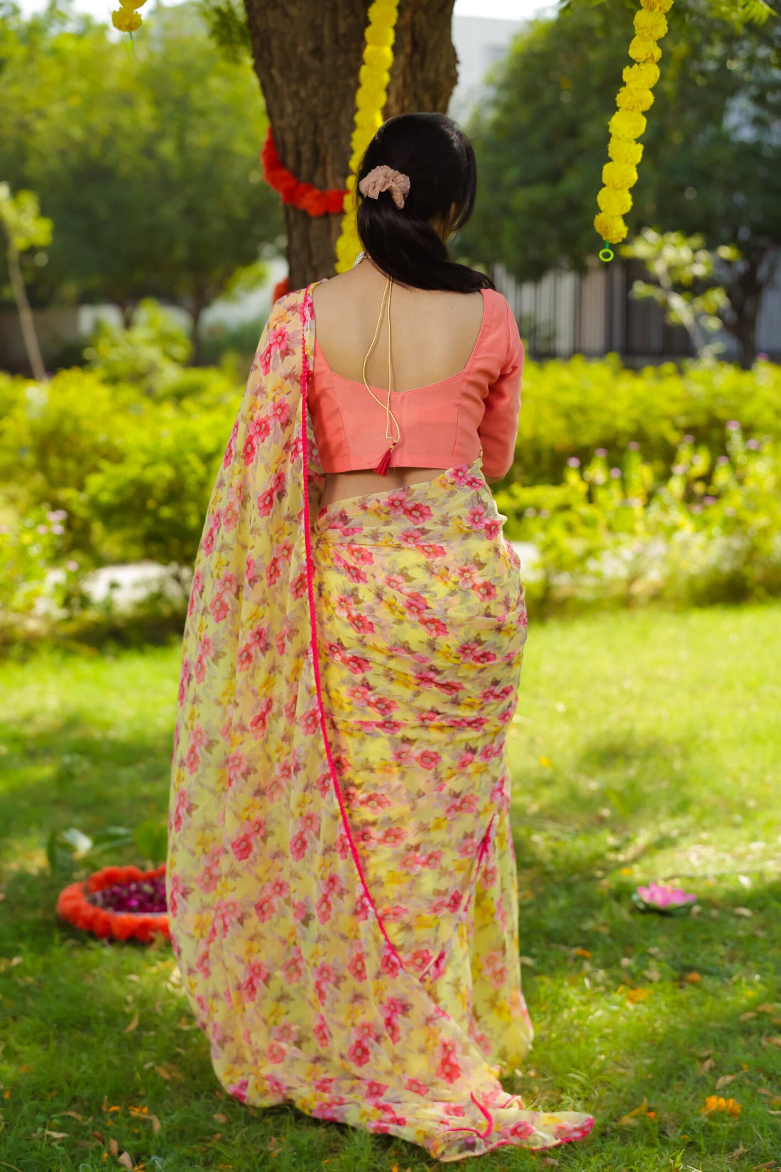 PEACH AND BEIGE SAREE