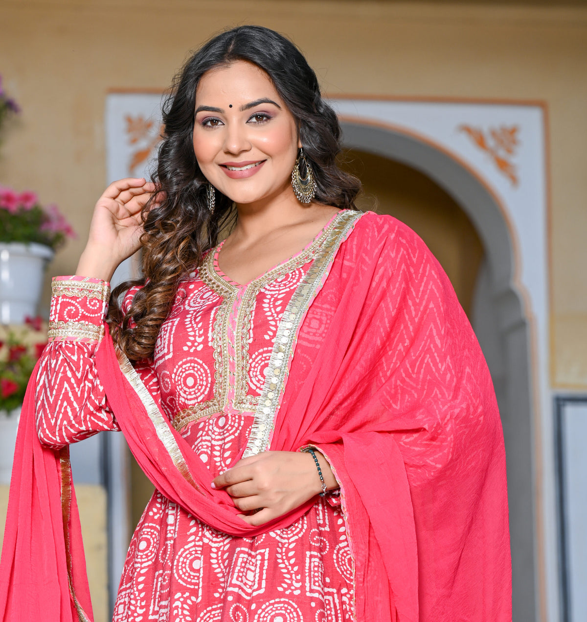 PINK DOLA SILK KALIDAAR KURTA SET