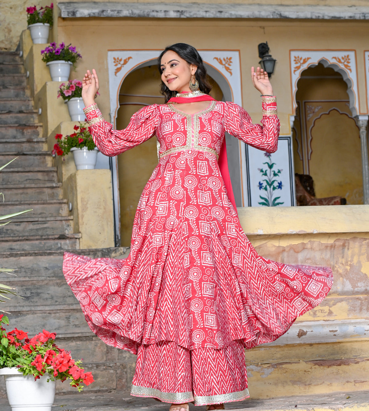 PINK DOLA SILK KALIDAAR KURTA SET