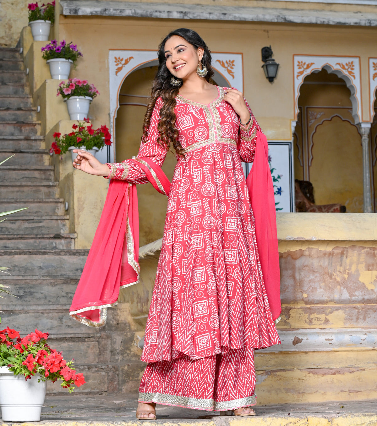 PINK DOLA SILK KALIDAAR KURTA SET