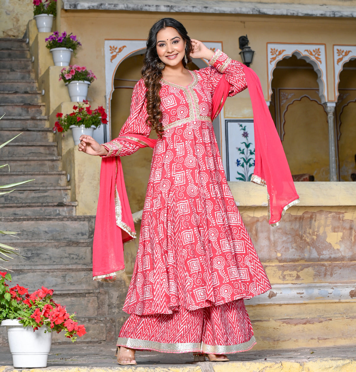 PINK DOLA SILK KALIDAAR KURTA SET