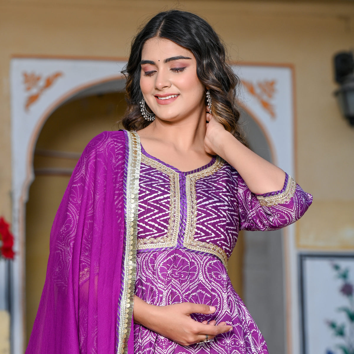 PURPLE DOLA SILK GHARARA SET