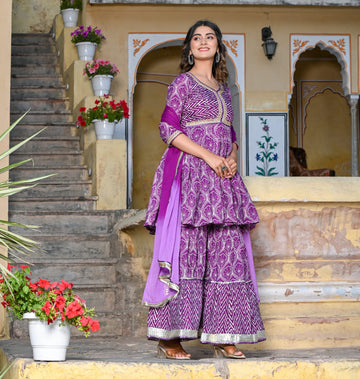 PURPLE DOLA SILK GHARARA SET