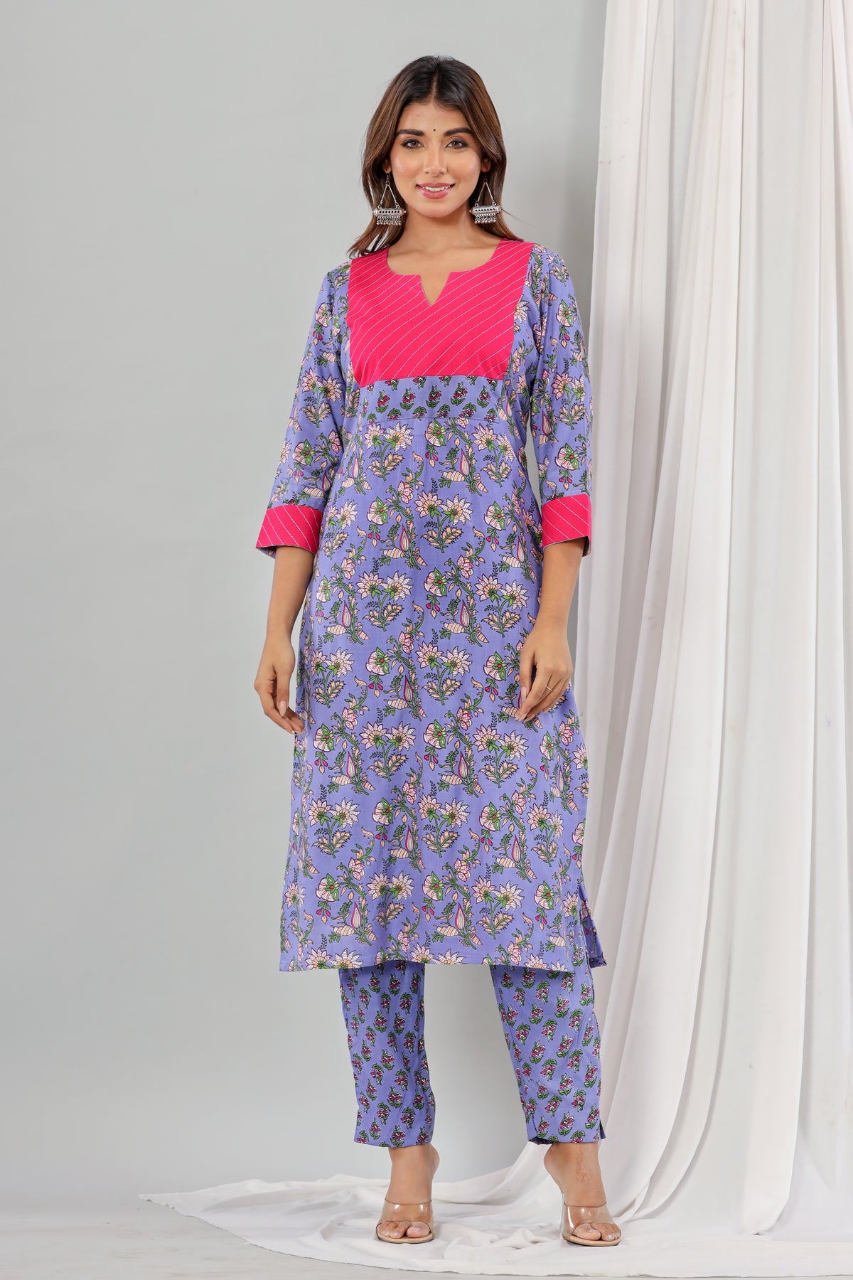 Purple Floral Satrangi Set Of Two