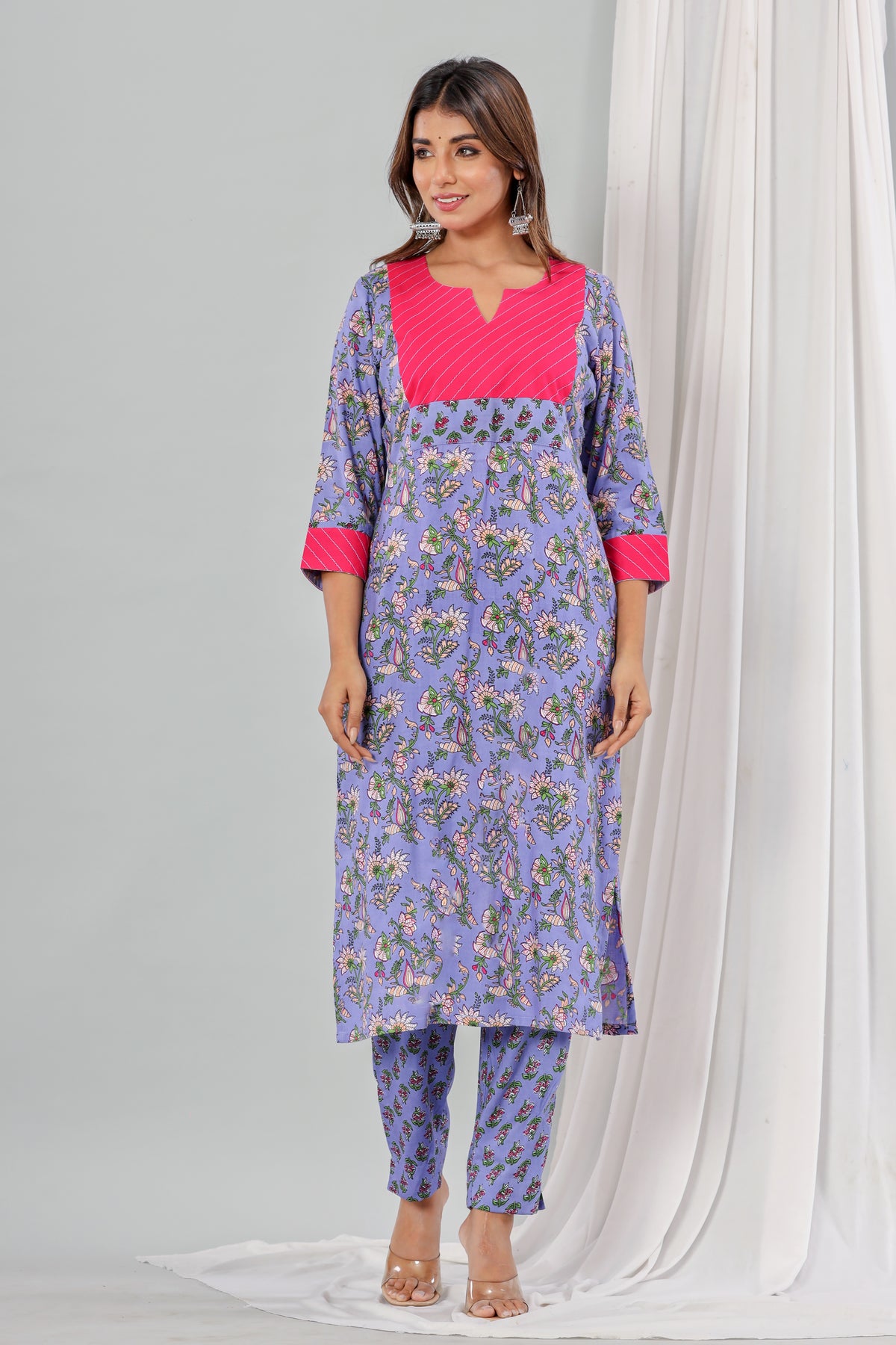 Purple Floral Satrangi Set Of Two