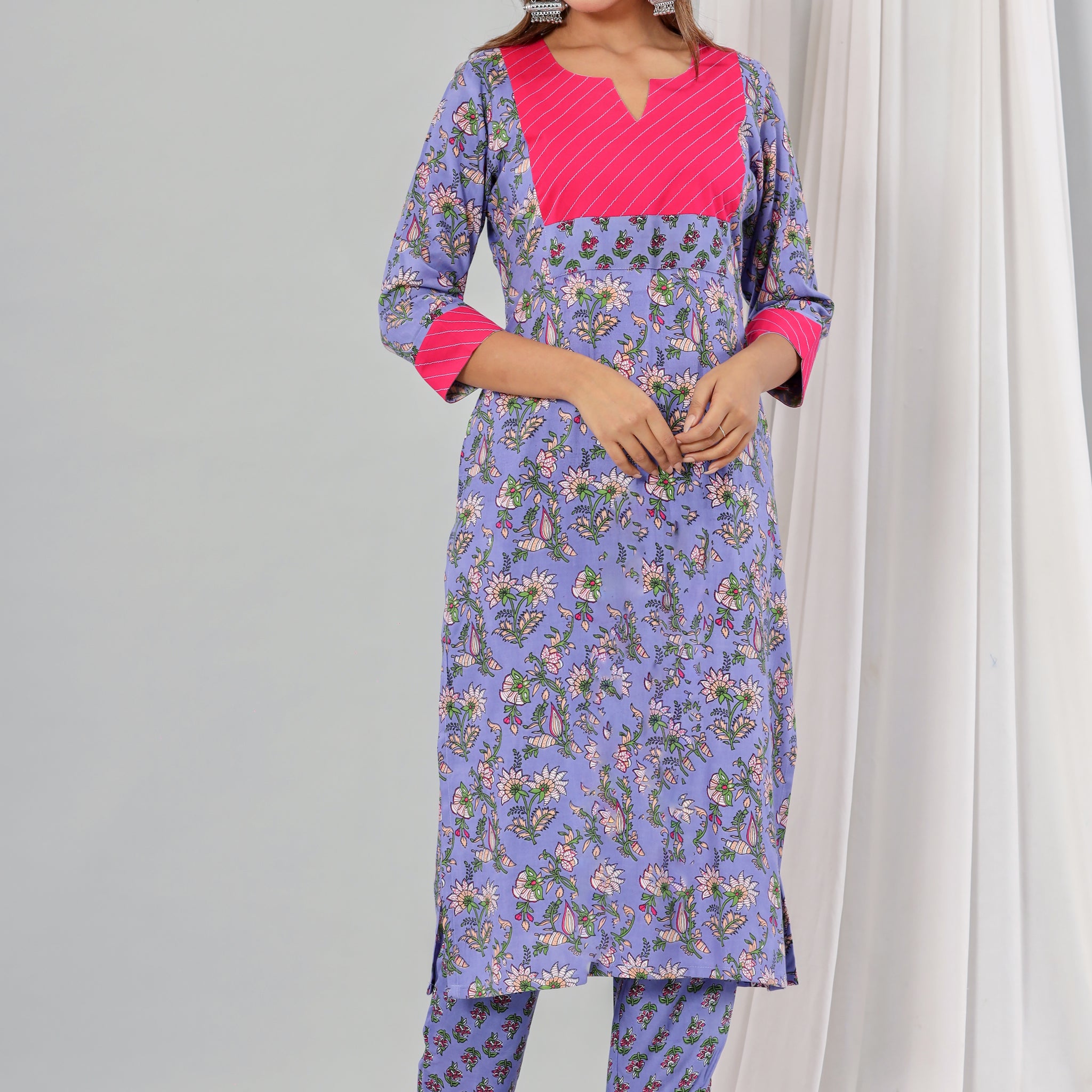 Purple Floral Satrangi Set Of Two