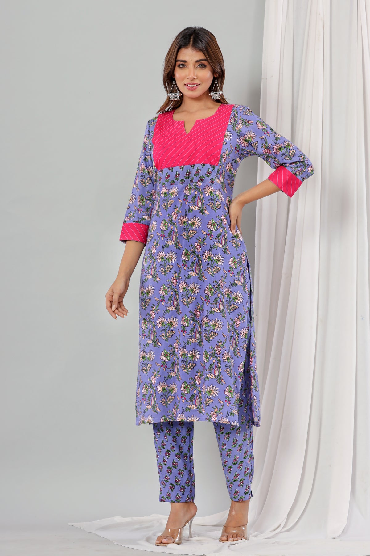 Purple Floral Satrangi Set Of Two