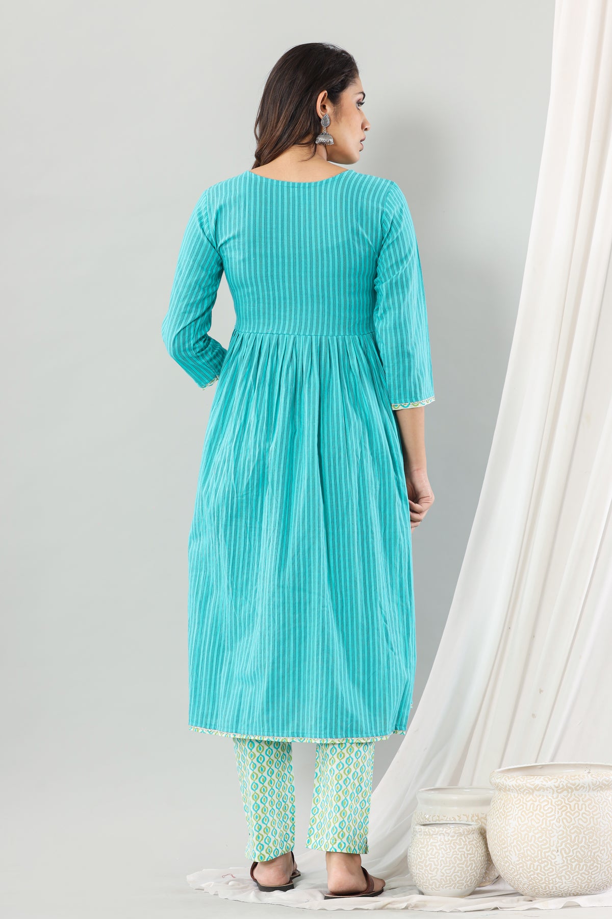 Rama Green Work Mirror Angrakha Set
