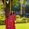 RED FRONT CUT GHARARA SET OF THREE
