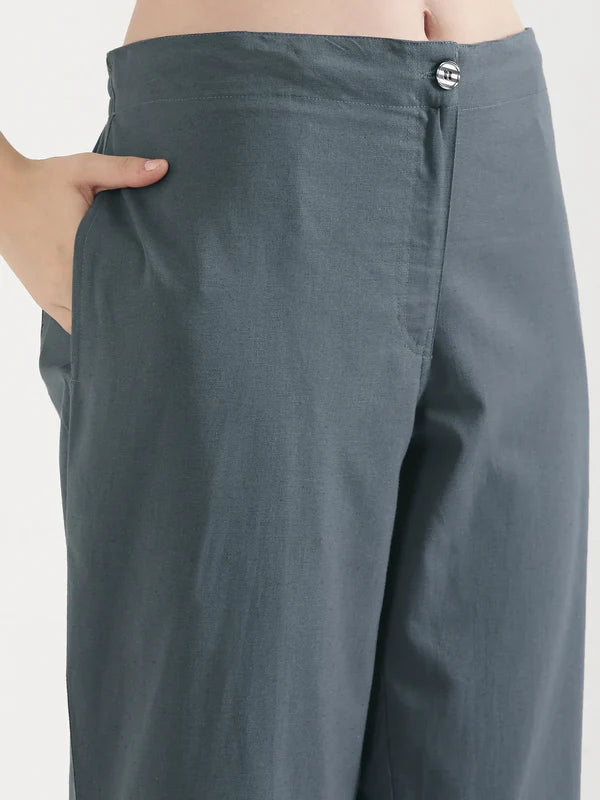 Women's Linen Straight Pant - Grey