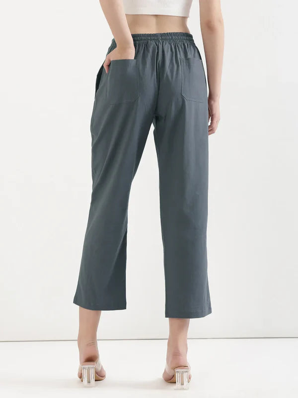 Women's Linen Straight Pant - Grey