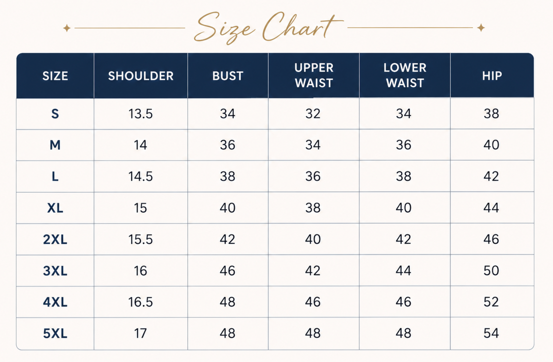 Size Guide for Maple Blossom Co-ord Set