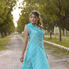 SKY BLUE FLORAL PRINT COTTON SHARARA SET OF TWO