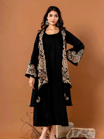 Black Embroidered Pheran Dress