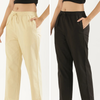 Women's Cotton Straight Pant - Beige & Black (Pack of 2)