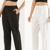 Women's Cotton Straight Pant - White & Black (Pack of 2)