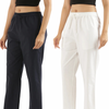 Women's Cotton Straight Pant - Navy Blue & White (Pack of 2)