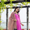 Purple Anarkali With Printed Cotton Dupatta