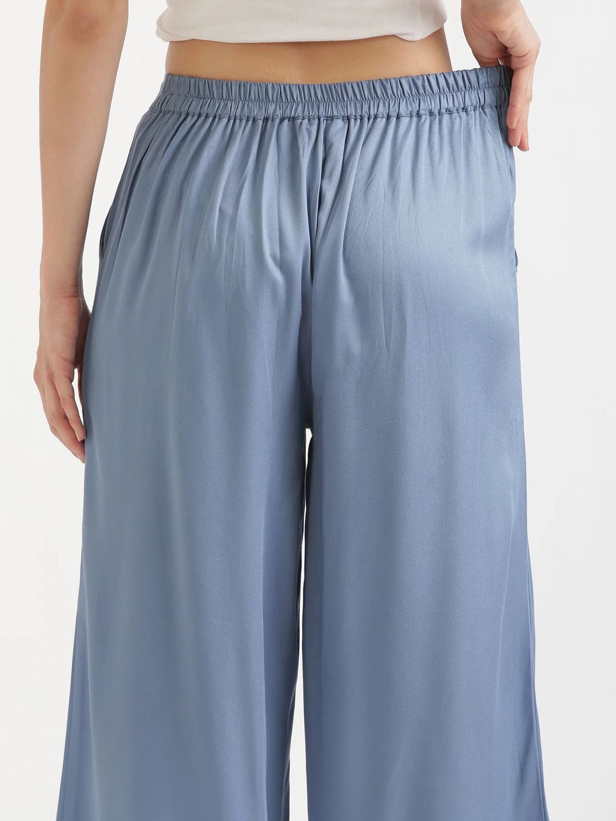 English Blue Viscose Palazzo Pants